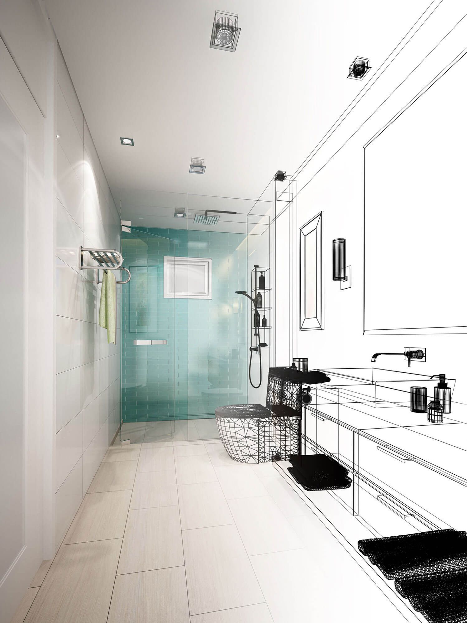 Ein Raum wird virtuell aufgebaut